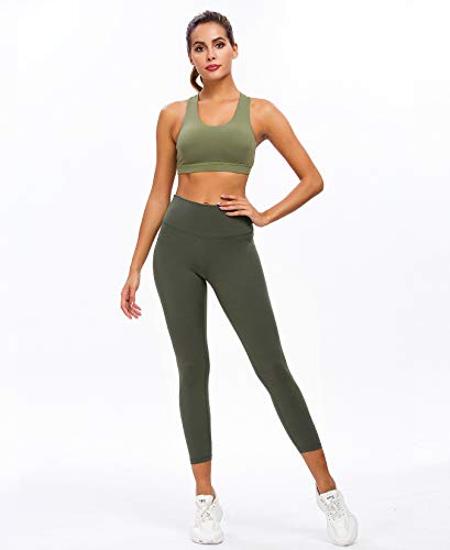 QUEENIEKE Leggins de Yoga para Mujer Pantalones de Talle Alto con Bolsillos Mallas Suaves de Control de Vientre para Yoga color Verde mar profundo Talla XS