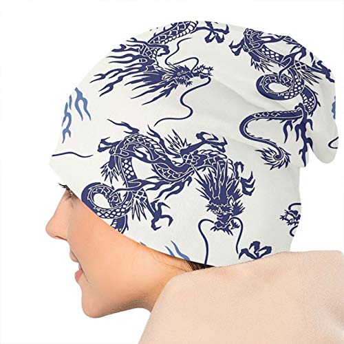 QUEMIN Gorro de Punto de poliéster para Hombre con Nudo corredizo de Moda para dragón japonés Unisex