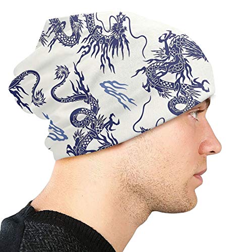QUEMIN Gorro de Punto de poliéster para Hombre con Nudo corredizo de Moda para dragón japonés Unisex