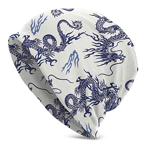 QUEMIN Gorro de Punto de poliéster para Hombre con Nudo corredizo de Moda para dragón japonés Unisex