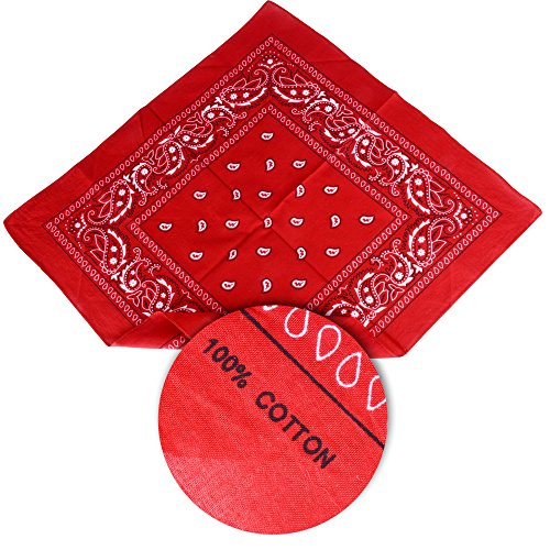 QUMAO Pack de 3 Pañuelos Bandanas de Modelo de Paisley para Cuello/Cabeza Multicolor Múltiple 100% Algodón para Mujer y Hombre (Pack de 3; Negro&rojo&azul oscuro)