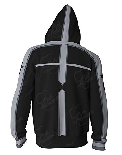 QYIFIRST Sudadera con capucha SAO Kirigaya Kazuto, sudadera con cremallera a las manchas Longues Veste Cosplay Disfraz Impression 3D Anime Unisexe Negro S (pecho 104cm)