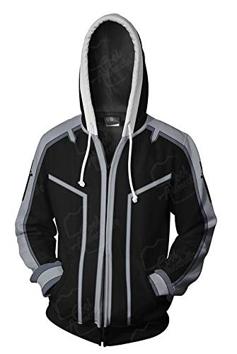 QYIFIRST Sudadera con capucha SAO Kirigaya Kazuto, sudadera con cremallera a las manchas Longues Veste Cosplay Disfraz Impression 3D Anime Unisexe Negro S (pecho 104cm)