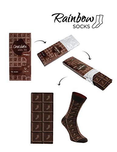 Rainbow Socks - Hombre Mujer Calcetines Barra de Chocolate Graciosos - 1 Par - Chocolate con Leche - Talla 36-40