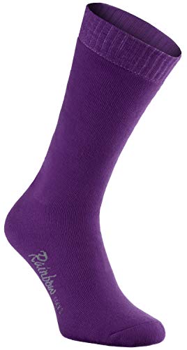 Rainbow Socks - Hombre Mujer Calcetines de Felpa Calidos y Coloridos - 3 Pares - Violeta Fucsia Azul - Talla 39-41