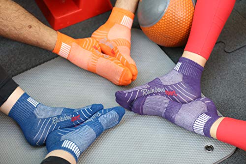 Rainbow Socks - Hombre Mujer Calcetines Deporte Colores de Algodón - 6 Pares - Púrpura Negro Gris Azul Marino Azul Blanco - Talla 42-43