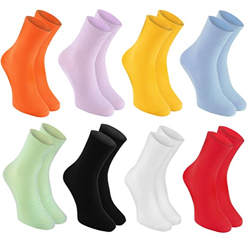 Rainbow Socks - Hombre Mujer Calcetines Diabéticos Sin Elasticos - 8 Pares - Colores Brillantes - Talla 42-43