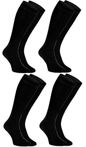 Rainbow Socks - Hombre Mujer Calcetines Largos de Bambu - 4 Pares - Negro - Talla: EU 39-41