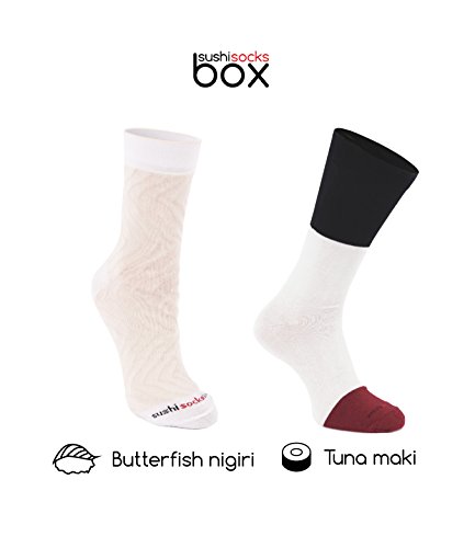 Rainbow Socks - Mujer Hombre Calcetines Sushi Pampanito Maki de Atún - 2 Pares - Tamaño 36-40