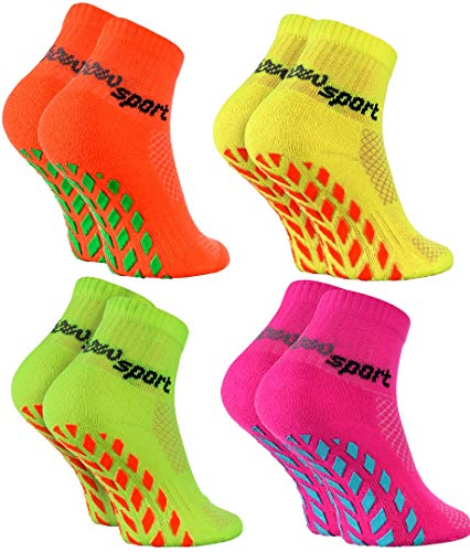 Rainbow Socks - Niño Niña Deporte Calcetines Antideslizantes ABS de Algodón  - 2 Pares - Rosa Verde - Talla 24-29: : Moda