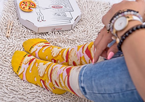 Rainbow Socks - Pizza MIX Italiana Hawaiana Pepperoni Mujer Hombre - 4 pares de Calcetines - Tamaño 41-46