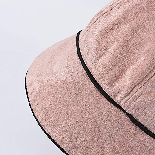 RAINWEAR Borde de Cuero Aleros pequeños Gamuza Sombrero de Pescador decoración de Botones Femeninos Sombrero de Lavabo Corto Delantero y Trasero Sombrero de Tela