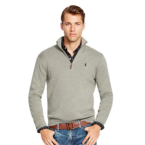 Ralph Lauren Jersei para Hombre con Cuello de Cremallera (S, Gris)