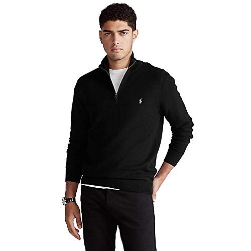 Ralph Lauren Jersey con Cuello Zip (S, RL Black)