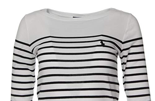 Ralph Lauren - Jersey para mujer, diseño de rayas horizontales blanco / negro S