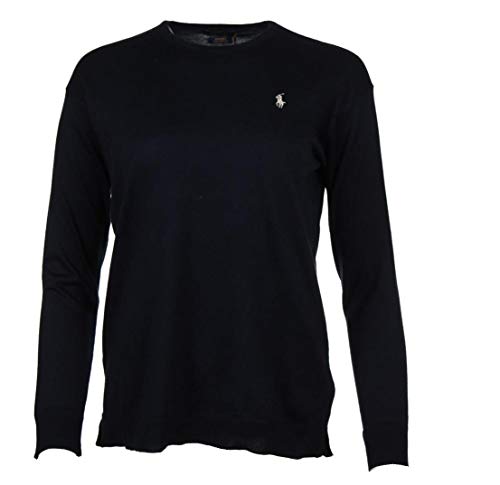 Ralph Lauren Pima - Jersey de cuello redondo para mujer azul marino M