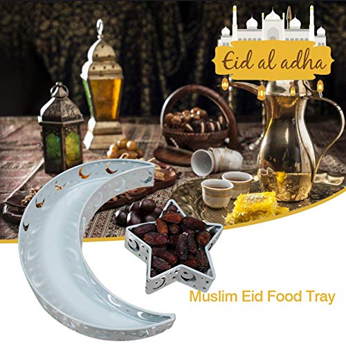 Ramadán Kareem Moon Star Forma Bandeja Decoración para el hogar Eid Mubarak Caja de Regalo Bandeja de Postre Artesanía Islam Fiesta Musulmana Festival Fiesta Decoración de Mesa