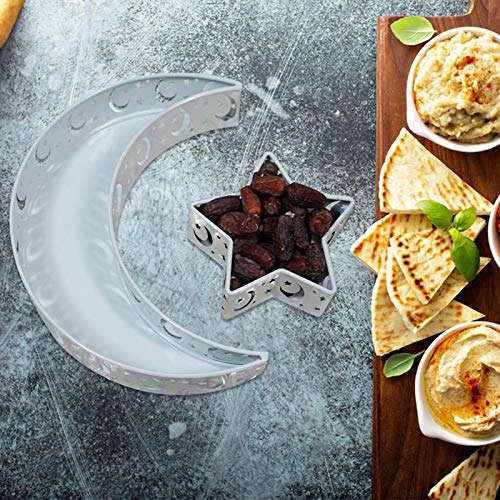 Ramadán Kareem Moon Star Forma Bandeja Decoración para el hogar Eid Mubarak Caja de Regalo Bandeja de Postre Artesanía Islam Fiesta Musulmana Festival Fiesta Decoración de Mesa