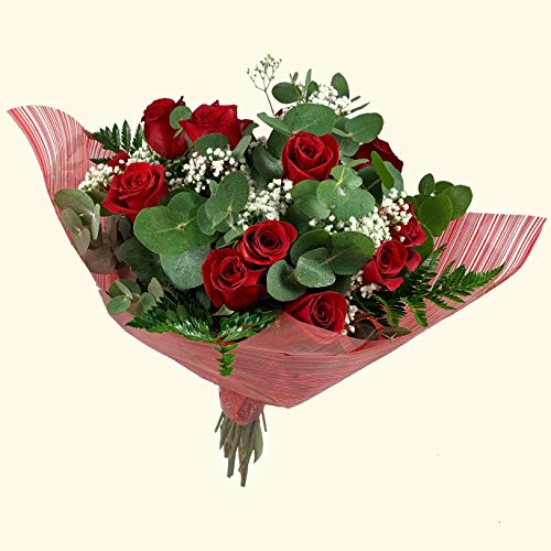 RAMO DE 12 ROSAS rojas NATURALES - ENTREGA EN 24 HORAS - Flores Frescas