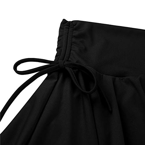 ranrann Falda de Baile Latino para Mujer Falda Corta de Danza Rumba Tango con Volantes Cintura Alta Dancewear Vestido de Danza Moderna Culottes Negro Small