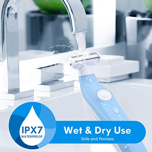 Rasuradora Mujer Pubis, Depiladora Hombre Intima, IPX7 Impermeable Bikini Trimmer Cortapelo, para Axila, Piernas (USB Recargable, 3 Peines)