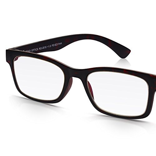 Read Optics Gafas de Lectura/Ver de Cerca – Lentes +2,5 Dioptrías – Resistentes, Flexibles y Ligeras. Marco de Policarbonato en Tortoise Italian Style Vintage