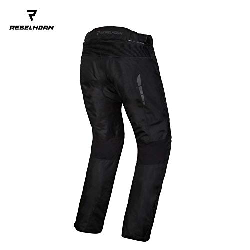 Rebelhorn Pantalones de Moto Thar II, Color Negro, para Hombre, 3 Capas, Forro de Membrana Impermeable de Nivel CE, 1 Protectores, Sistema Clima, Paneles Antideslizantes, Elementos Reflectantes, 4