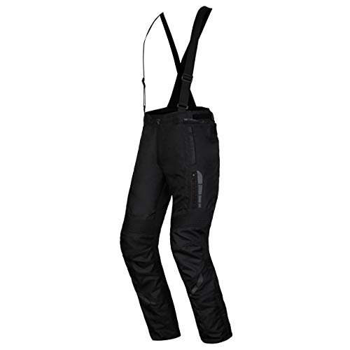 Rebelhorn Pantalones de Moto Thar II, Color Negro, para Hombre, 3 Capas, Forro de Membrana Impermeable de Nivel CE, 1 Protectores, Sistema Clima, Paneles Antideslizantes, Elementos Reflectantes, 4