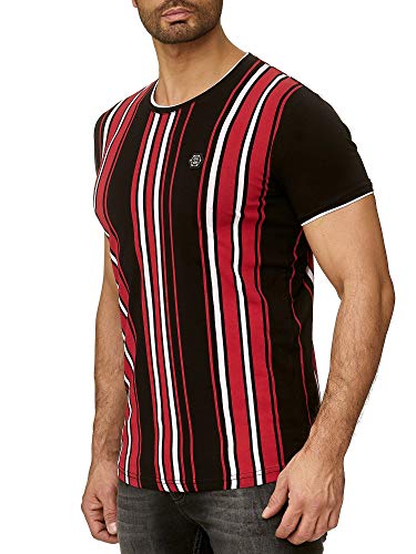 Red Bridge Camiseta Manga Corta de Rayas para Hombres T-Shirts con Logo Moda Negro