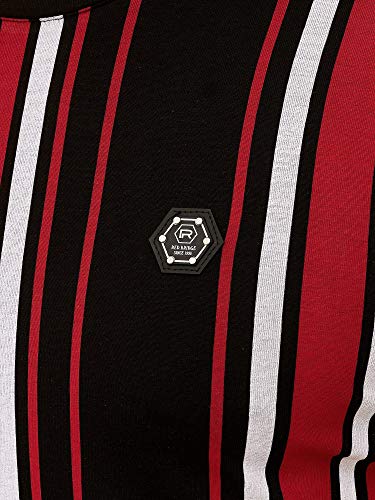 Red Bridge Camiseta Manga Corta de Rayas para Hombres T-Shirts con Logo Moda Negro