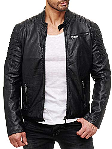 Red Bridge Chaqueta Moderna de Transición en Cuero Sintético para Hombre Negro