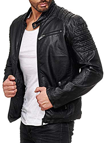 Red Bridge Chaqueta Moderna de Transición en Cuero Sintético para Hombre Negro