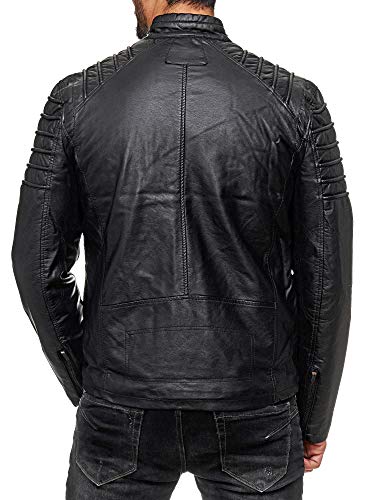 Red Bridge Chaqueta Moderna de Transición en Cuero Sintético para Hombre Negro
