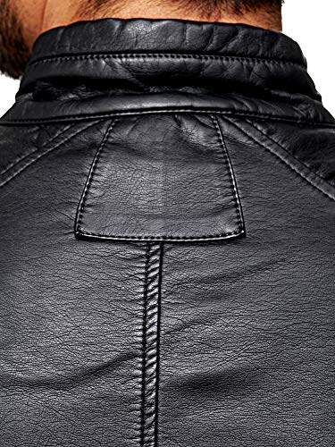 Red Bridge Chaqueta Moderna de Transición en Cuero Sintético para Hombre Negro
