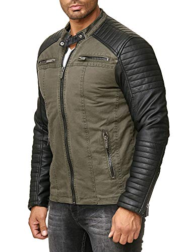 Red Bridge Hombres Chaqueta Cuero Sintético Transición Acanalada Moda Casuales Algodón Jacket