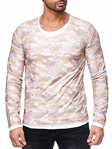 Red Bridge Suéter de Manga Larga Camuflaje Look Destruido Pulóver Casual Sudadera para Hombres