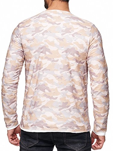Red Bridge Suéter de Manga Larga Camuflaje Look Destruido Pulóver Casual Sudadera para Hombres