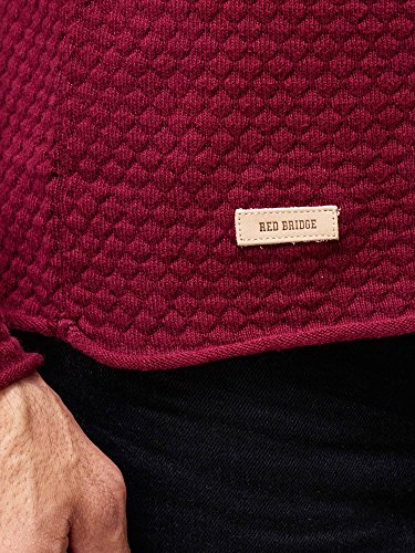 Red Bridge - Suéter Manga Larga con Efectos Cuadros para Hombres Pulóver Casual Rojo