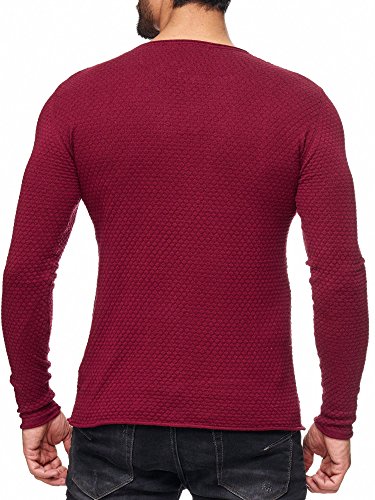 Red Bridge - Suéter Manga Larga con Efectos Cuadros para Hombres Pulóver Casual Rojo