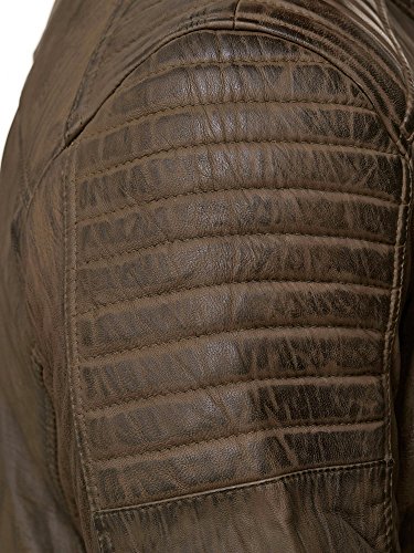 Redbridge Chaqueta de Cuero para Hombre Cuero Genuino Estilo Biker Caqui XS