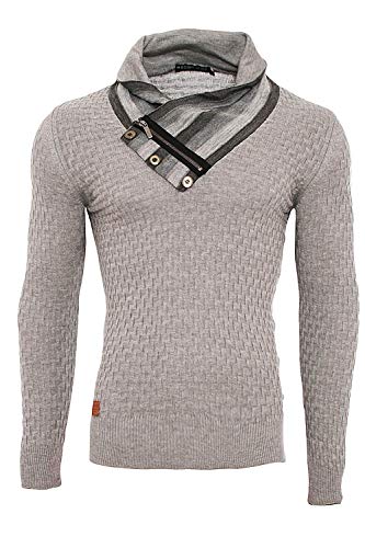 REDBRIDGE Designer de punto para hombre Cuello Alto Jersey Noruego Men 's r de 41513 gris 56