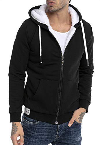 Redbridge Sudadera con Capucha para Hombres Suéter Chaqueta con Forro Negro L