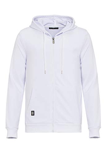 Redbridge Sudadera Deportiva Unicolor para Hombre Suéter con Capucha y Cremallera Premium Basic Blanco L