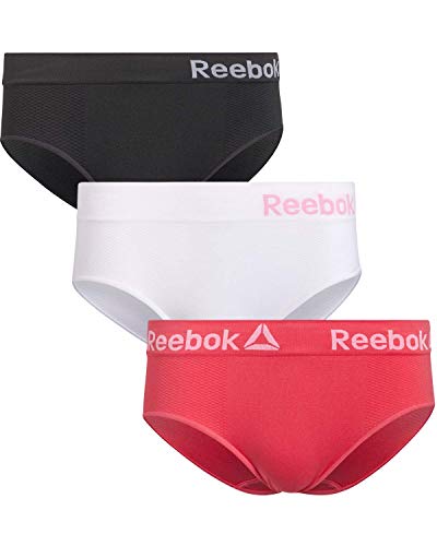 Reebok Womens Seamless Hipster Panties (3 Pack) (Grey/White/Red, Large)'