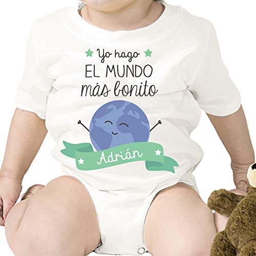 Regalo personalizado: body para bebé o camiseta infantil 'Yo hago el mundo más bonito' personalizable con nombre