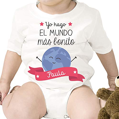 Regalo personalizado: body para bebé o camiseta infantil 'Yo hago el mundo más bonito' personalizable con nombre