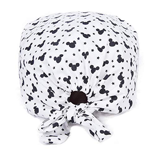 REGNBUE 5 Piezas Gorro Quirofano Mujer/hombr Algodón Lindo Impresión Doctor Enfermera Sombrero Gorro Quirúrgico con Botones-D