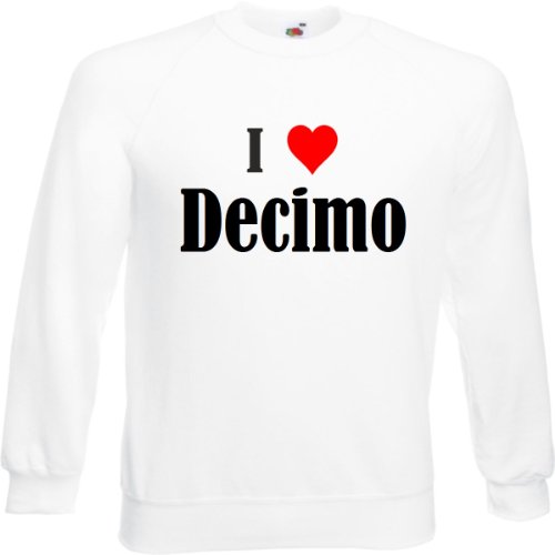Reifen-Markt Sudadera I Love Decimo para mujer, hombre y niños en los colores negro, blanco y azul con estampado Blanco XXL
