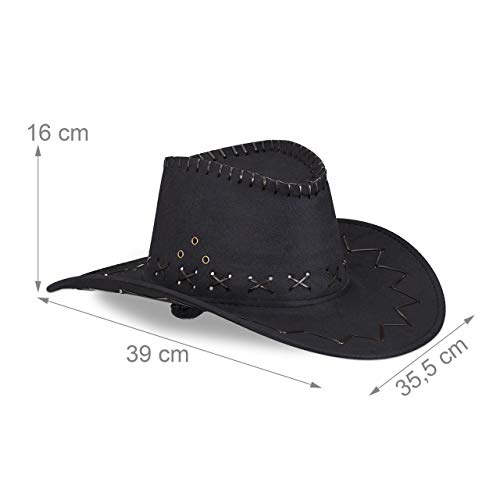 Relaxdays Sombrero Vaquero, Color negro 16 x 35,5 x 39 cm 10024992_46 , color/modelo surtido