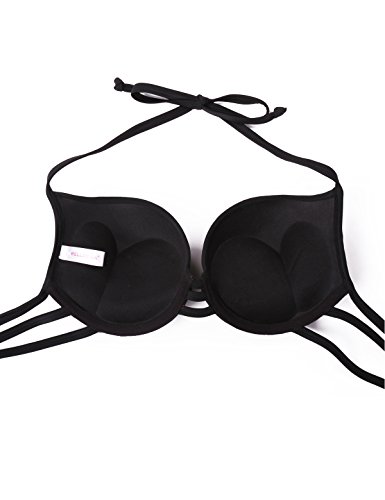 RELLECIGA ba?Ador Partes de Arriba de Bikinis de Mujer Super Push-up Negro L
